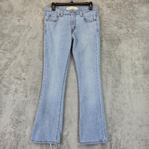 Levis 518 Jeans Womens 7 Juniors Light Wash Superlow Boot Cut Frayed Hem Y2K - Picture 1 of 15